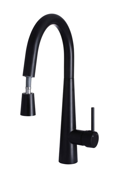 Meir Matte Black Round Pull Out Kitchen Mixer Tap