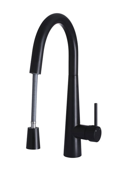 Meir Matte Black Round Pull Out Kitchen Mixer Tap