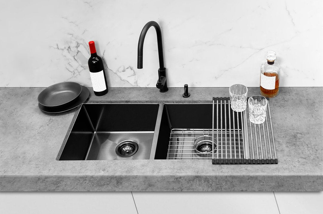 Meir Lavello Double Bowl Kitchen Sink - 860 x 440mm - 3 Colours Finishes