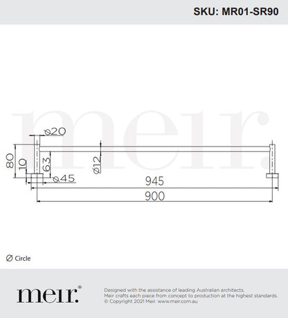 Meir Round Single Towel Rail 900mm - Various Colour Finishes