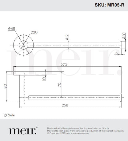 Meir Guest Towel Rail 270mm in Round & Square Bar - Various Colour Finishes