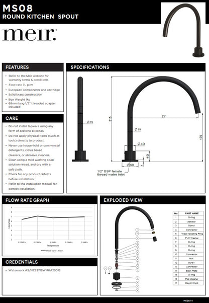 Meir Round High-Rise Swivel Hob Spout - Various Colour Finishes