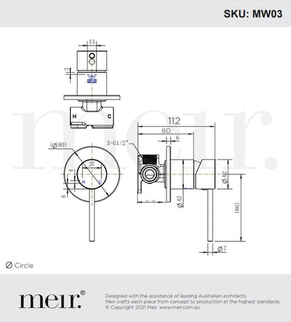 Meir Round Wall Mixer - Finish Trim Kit - Various Colour Finishes