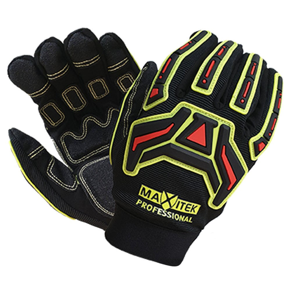 MaxiTek Professional Impact Gloves - 1, 6 or 12 Pairs in 2 Sizze Options
