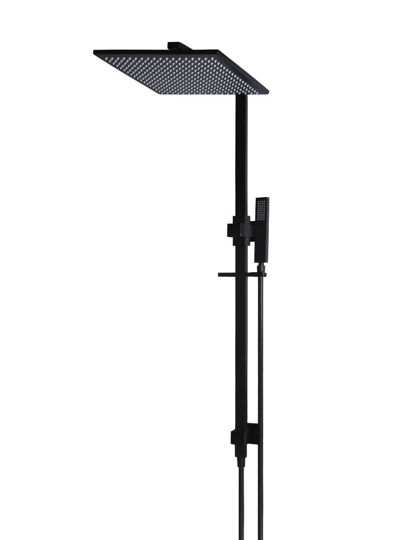 Meir Matte Black Square Combination Shower Rail 300mm rose