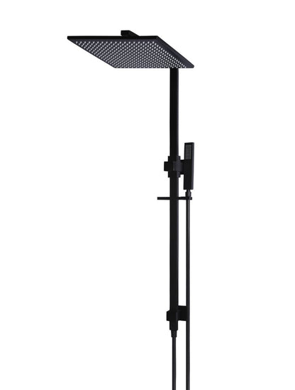 Meir Matte Black Square Combination Shower Rail 300mm rose
