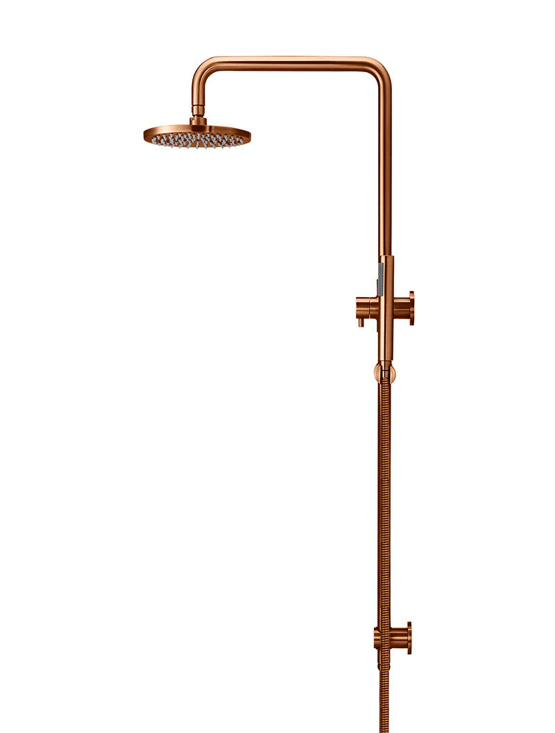 Meir Round Combination Shower Rail 200mm Rose + Single Function Hand Shower - Various Colour Finishes