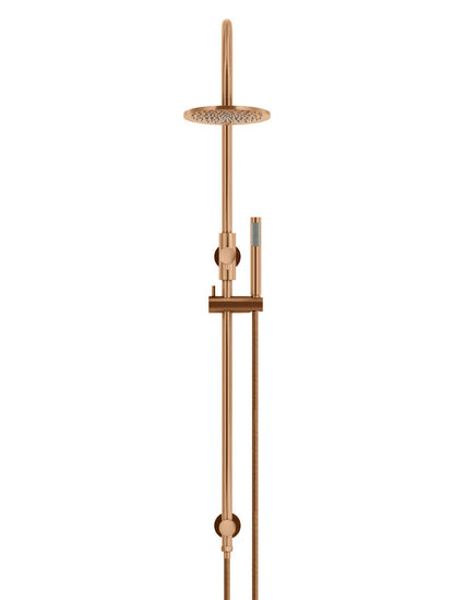 Meir Round Gooseneck Shower Set 200mm Rose + Single Function Hand Shower - Various Colour Finishes