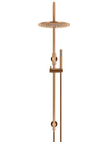 Meir Round GooseNeck Shower Set 300mm Rose + Single Function Hand Shower