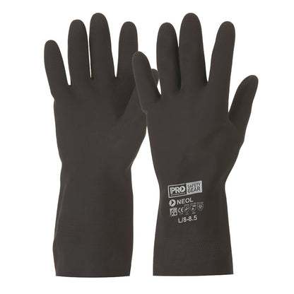 Pro Choice Prochem Black 30cm Neoprene Gloves - 12 Pairs in 3 Size Options