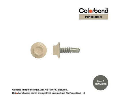 Macsim Hex Washer Face Self Drilling Galvanised PAINTED HEAD Screws - Box of 1000 - Various Sizes and Colours