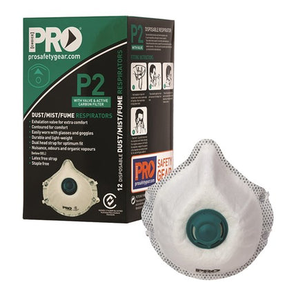 Pro Choice Dust Masks P2 + Valve + Carbon - Box of 12