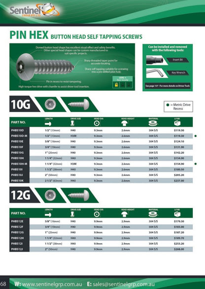 Pin Hex Key Wrench - in Various Sizes