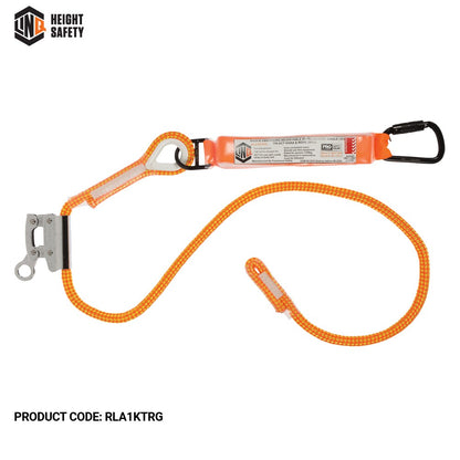 Linq Height Safety Single Leg 2m Shock Absorb Adjustable Rope Lanyard - Plus Hardware