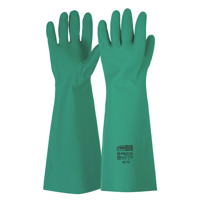 Pro Choice 45cm Green Nitrile Gauntlet Gloves - 12 Pairs in 3 Size Options