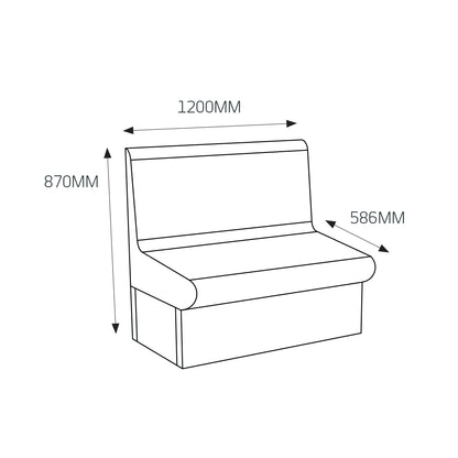 Thermasheet Curved shower seat with back 1200 x 586 x 870 mm