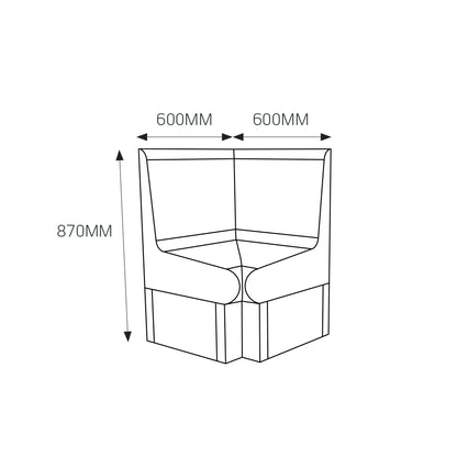 Thermasheet Curved corner shower seat with back 600 x 600 x 870 mm