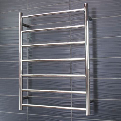 Radiant Heated Towel Rail (RTR01) 600mm x 800mm - 7 bars (ROUND) - BOTTOM RIGHT Power
