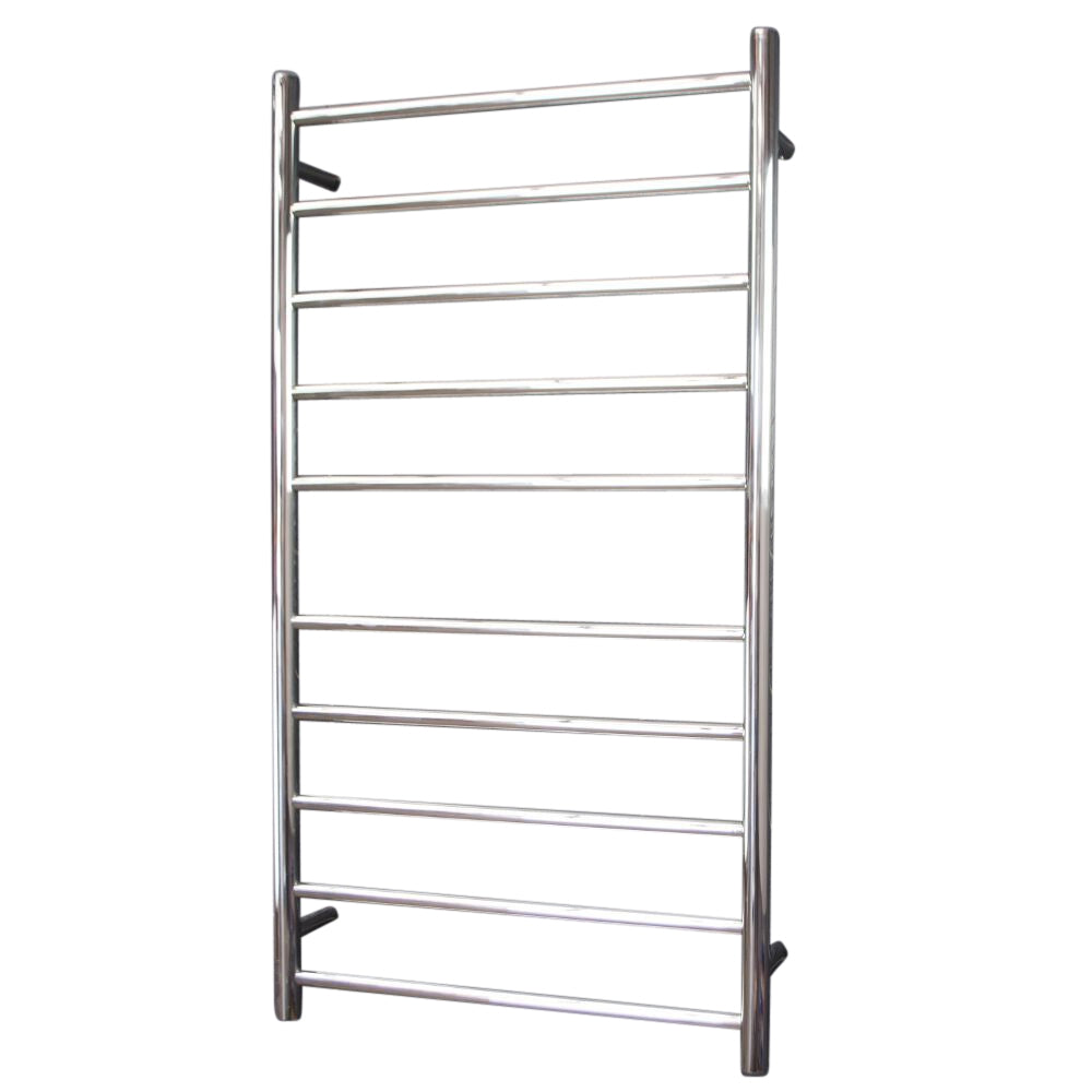 Radiant Heated Towel Rail (RTR02) 600mm x 1100mm - 10 bars (ROUND) - BOTTOM RIGHT Power