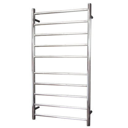 Radiant Heated Towel Rail (RTR02) 600mm x 1100mm - 10 bars (ROUND) - BOTTOM RIGHT Power