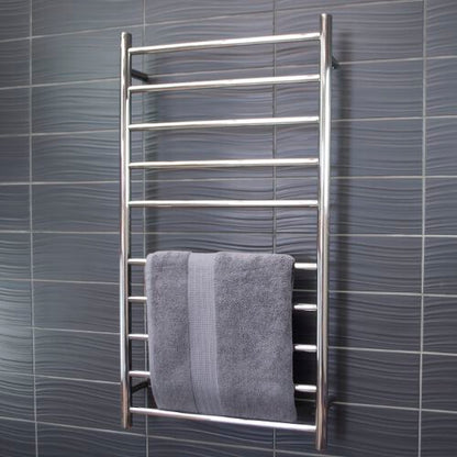 Radiant Heated Towel Rail (RTR02) 600mm x 1100mm - 10 bars (ROUND) - BOTTOM RIGHT Power