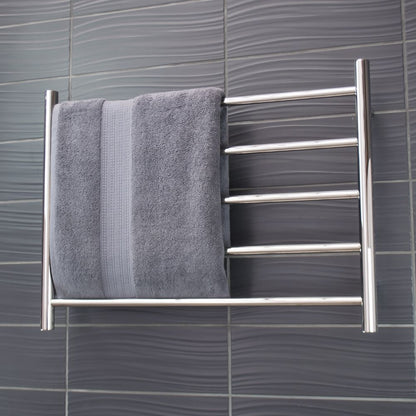 Radiant LOW Voltage Heated Towel Rail (12V-RTR03) 750mm x 550mm - 5 Round Bars - Mirror Polished