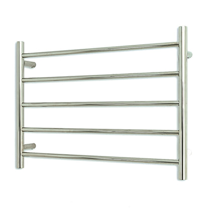 Radiant LOW Voltage Heated Towel Rail (12V-RTR03) 750mm x 550mm - 5 Round Bars - Mirror Polished
