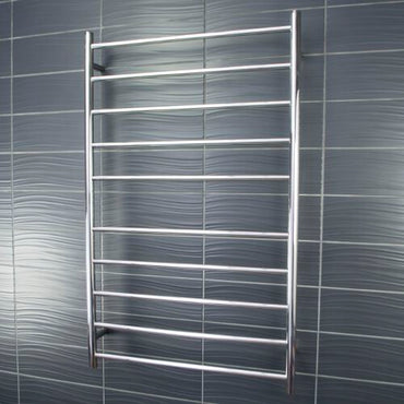 Radiant Heated Towel Rail (RTR04) 750mm x 1200mm - 10 bars (ROUND) - BOTTOM RIGHT Power