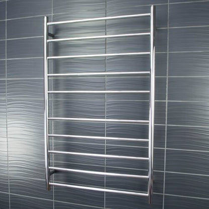 Radiant Heated Towel Rail (RTR04) 750mm x 1200mm - 10 bars (ROUND) - BOTTOM RIGHT Power