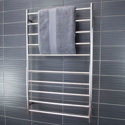 Radiant Heated Towel Rail (RTR04) 750mm x 1200mm - 10 bars (ROUND) - BOTTOM RIGHT Power