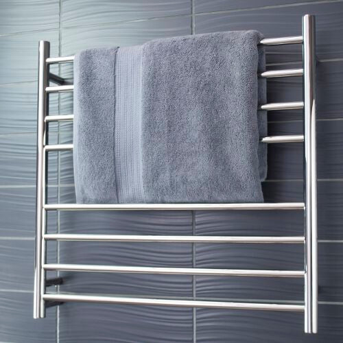 Radiant Heated Towel Rail (RTR06) 750mm x 750mm - 8 bars (ROUND) - BOTTOM LEFT Power