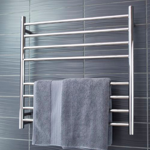 Radiant Heated Towel Rail (RTR06) 750mm x 750mm - 8 bars (ROUND) - BOTTOM LEFT Power