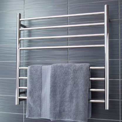 Radiant Heated Towel Rail (RTR06) 750mm x 750mm - 8 bars (ROUND) - BOTTOM LEFT Power