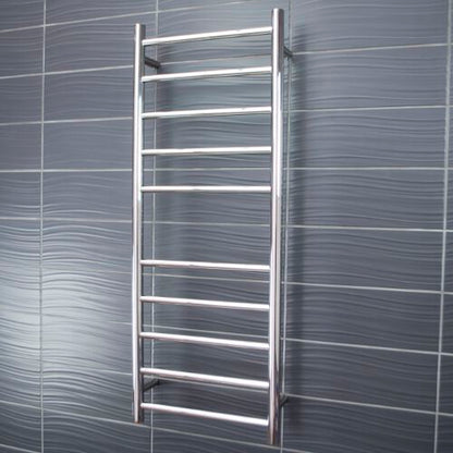 Radiant Heated Towel Rail (RTR430) 430mm x 1100mm - 10 bars (ROUND) - BOTTOM LEFT Power