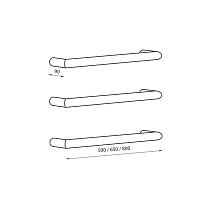 Radiant Single Round Bar NON-HEATED Towel Rails (NH-SBRTR) - Various Widths and Colour Finishes