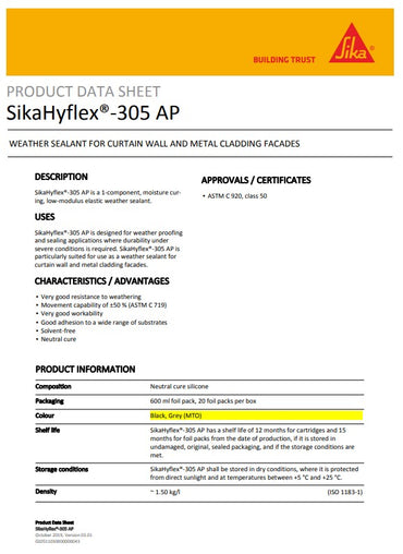 SikaHyflex-305 AP Grey 600ml Sausage - Box of 20