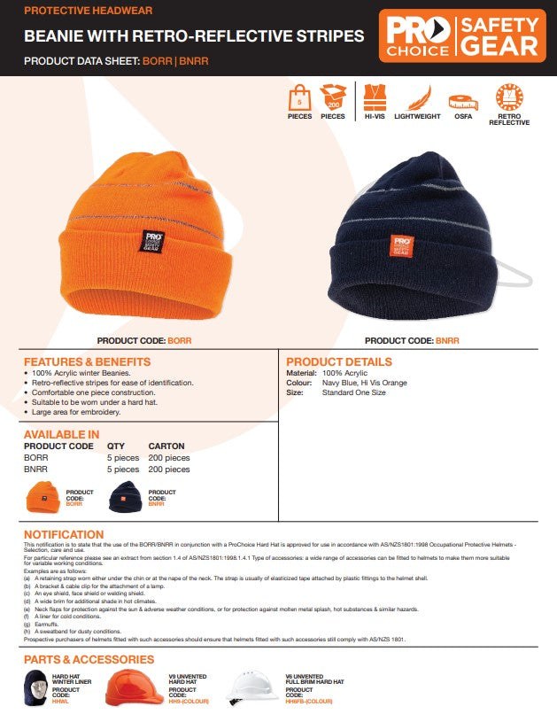Pro Choice Beanie with Retro-Reflective Stripes - 2 Colour Options