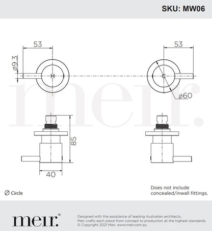 Meir Round Quarter Turn Wall Top Assemblies - Various Colour Finishes
