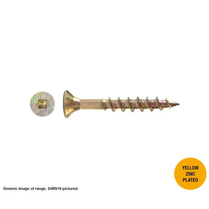 Macsim Chipboard Screws (Square Drive) Yellow Zinc Plated - Various Sizes and Quantities