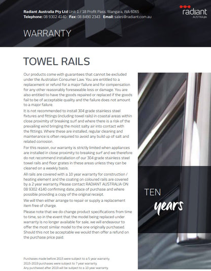 Free Standing Heated Towel Rail (FSTR01) - 600 x 1000mm - Mirror Polished Finish
