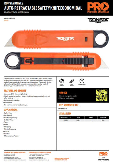 24 x Ronsta Economical Auto Retractable Safety Knives