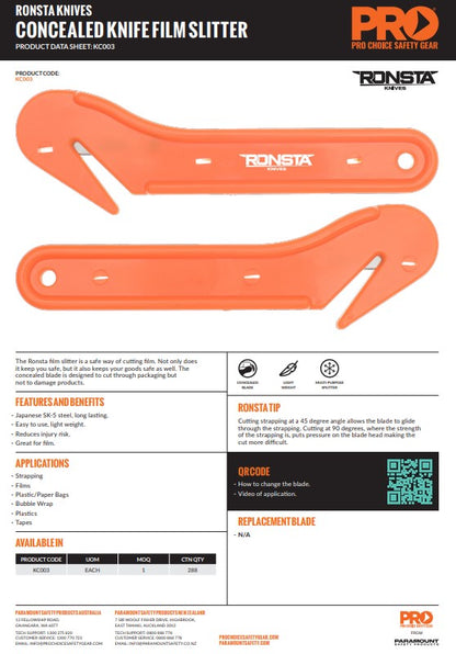 24 x Ronsta Concealed Knives Film Slitter