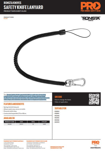Ronsta Safety Knife Lanyard for Secure and Convenient Tool Handling