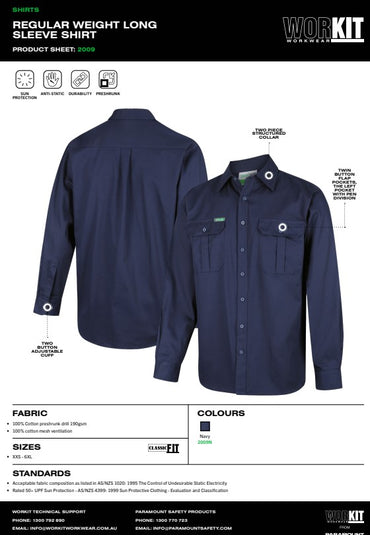 Regular Weight Long Sleeve Navy Shirt - Various Sizes