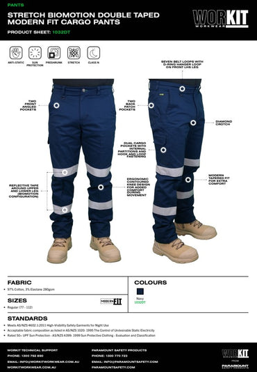 Balance Stretch Modern Fit Biomotion Navy Cargo Pants - Various Sizes