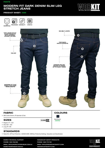 Modern Slim Fit Dark Denim Stretch Jeans - in Various Sizes