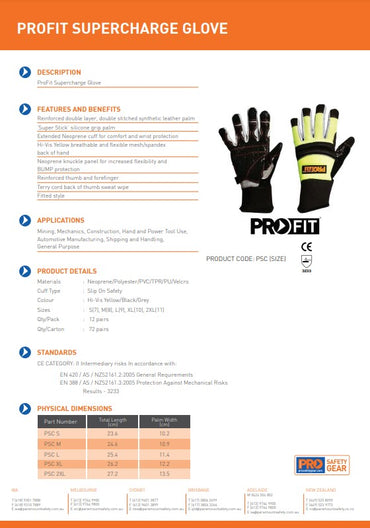 Pro Choice ProFit Supercharge Gloves Durable Protective Work Gloves size XL in 1, 6 or 12 pairs