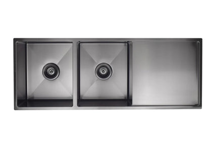 Meir Lavello Double Bowl Kitchen Sink & Drainboard 1160 x 440mm - 3 Colour Finishes