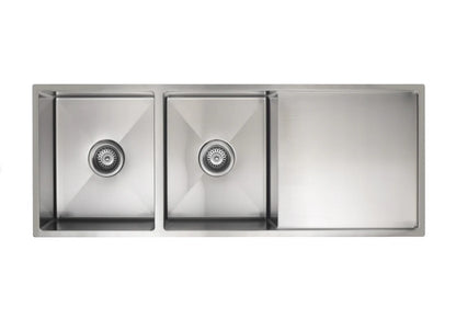 Meir Lavello Double Bowl Kitchen Sink & Drainboard 1160 x 440mm - 3 Colour Finishes