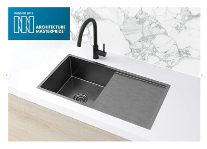 Meir Lavello Single Bowl Kitchen Sink with Drainboard 840 x 440mm - 3 Colour Finishes